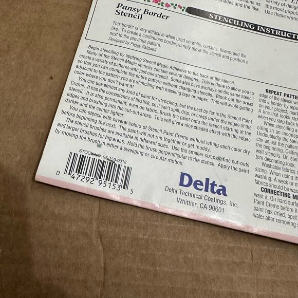 NEW Home Decor Stencil Magic by Delta Pre-Cut Floral Stencil Pansy Border - Picture 6 of 6